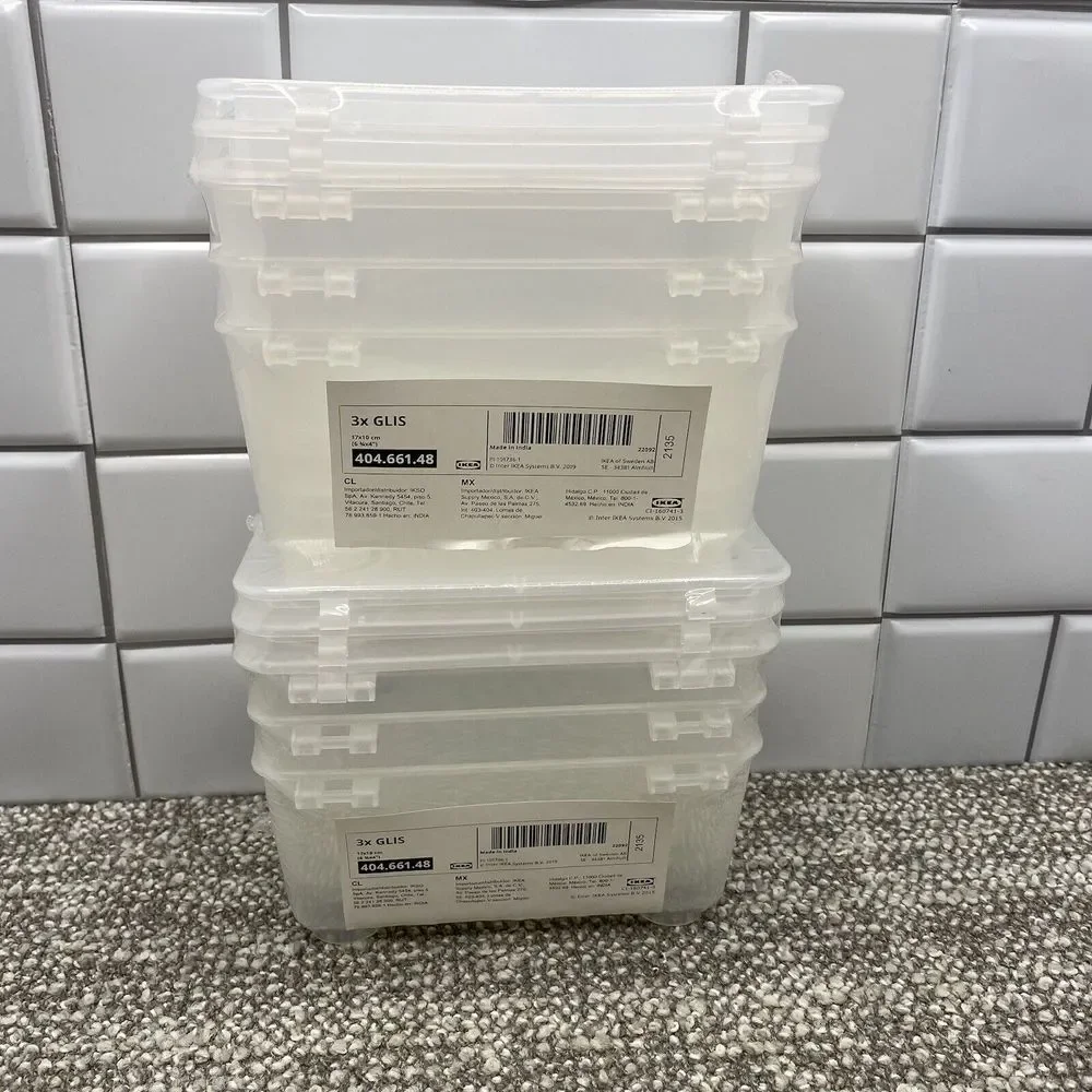 IKEA Storage Containers GLIS 6 In All New Grooved Bottoms For Stacking Office 16